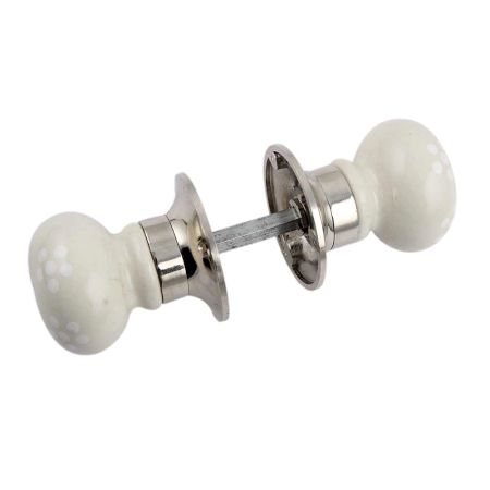 Cream Polka Dot Mortice Handle 2.25